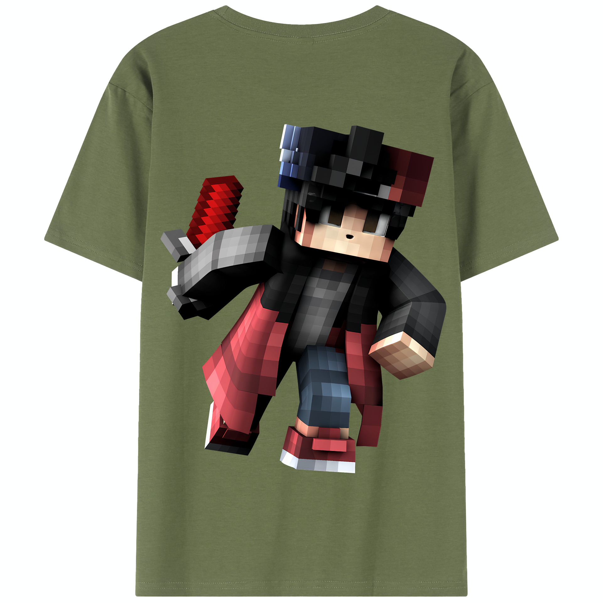 （画像用） マインクラフト ブロックの世界 Minecraft MC Block world 綿100％半袖Tシャツ（背面プリント）